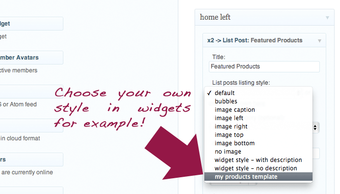Loop Designer - screenshot using custom loop templates in the List Posts Widget