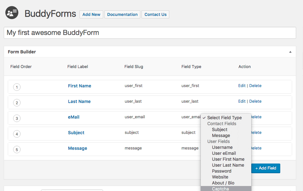 Form Builder BuddyForms