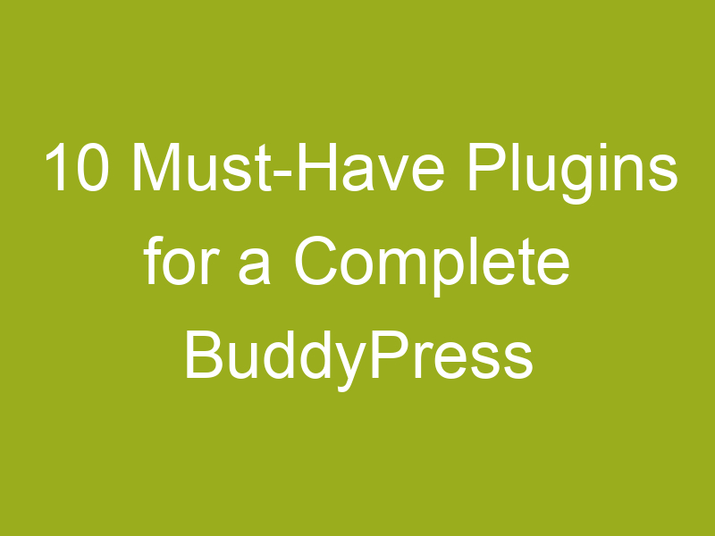 10 Must-Have Plugins for a Complete BuddyPress Community