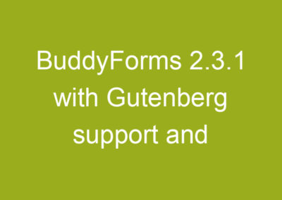 BuddyForms 2.3.1 with Gutenberg support and exciting new extensions under way!