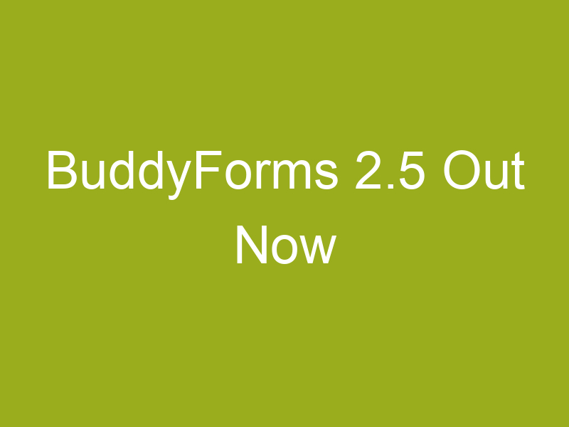 BuddyForms 2.5 Out Now