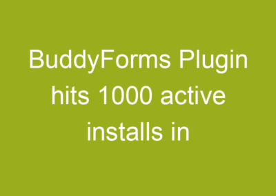 BuddyForms Plugin hits 1000 active installs in its first 4 months. Get a 30% Discount.